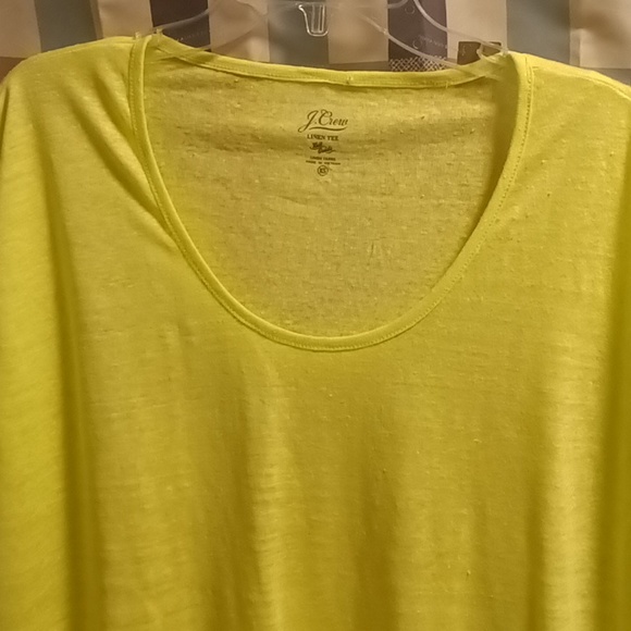 FINAL PRICE NWT J. CREW neon green 100% linen t-shirt Size XS - Picture 2 of 10